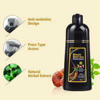 URBANMAC Herbal 3 in 1 Hair Dye Instant Black Hair Shampoo for Women & Men
