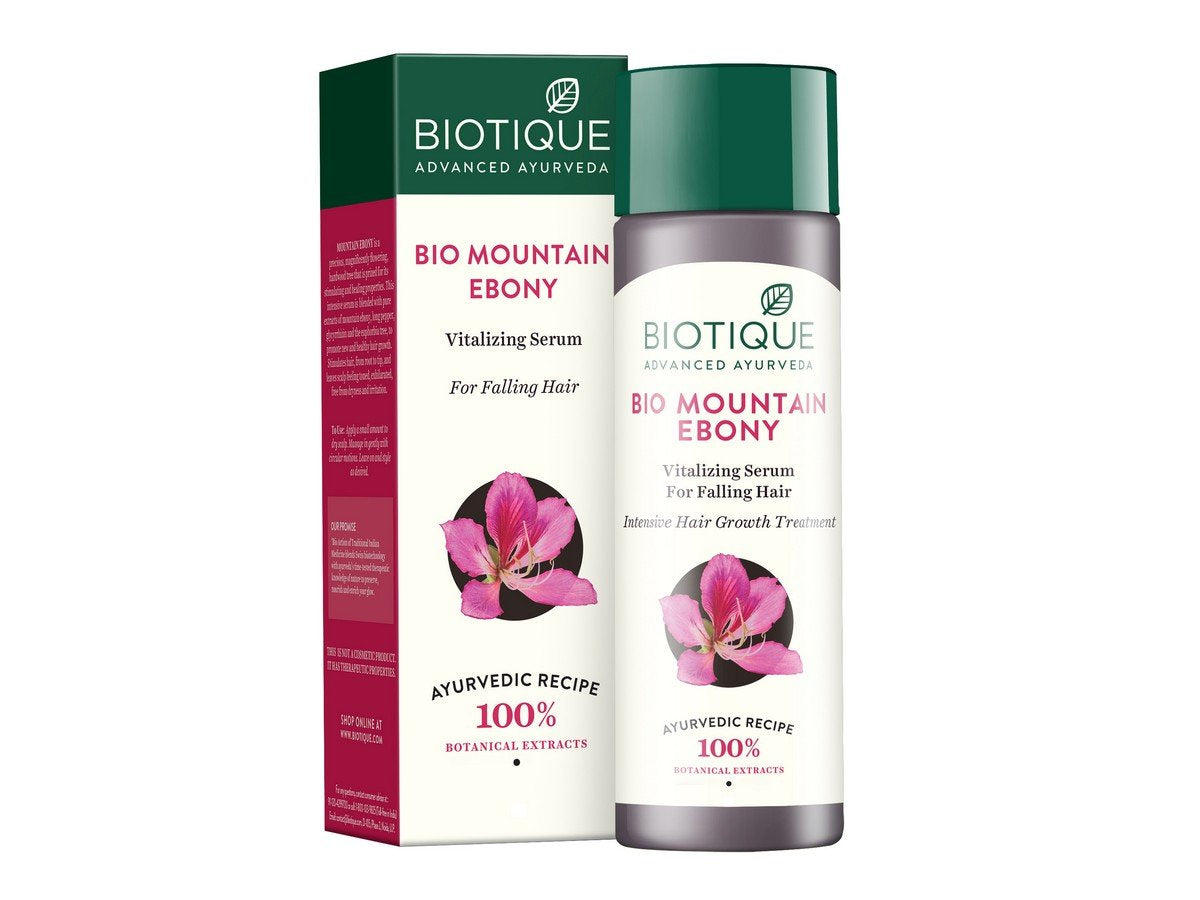 Biotique Bio Fruit Whitening Lip Balm, 12g And Biotique Bio Mountain Ebony Vitalizing Serum For Falling Hair Intensive Hair Growth Treatment, 120ML