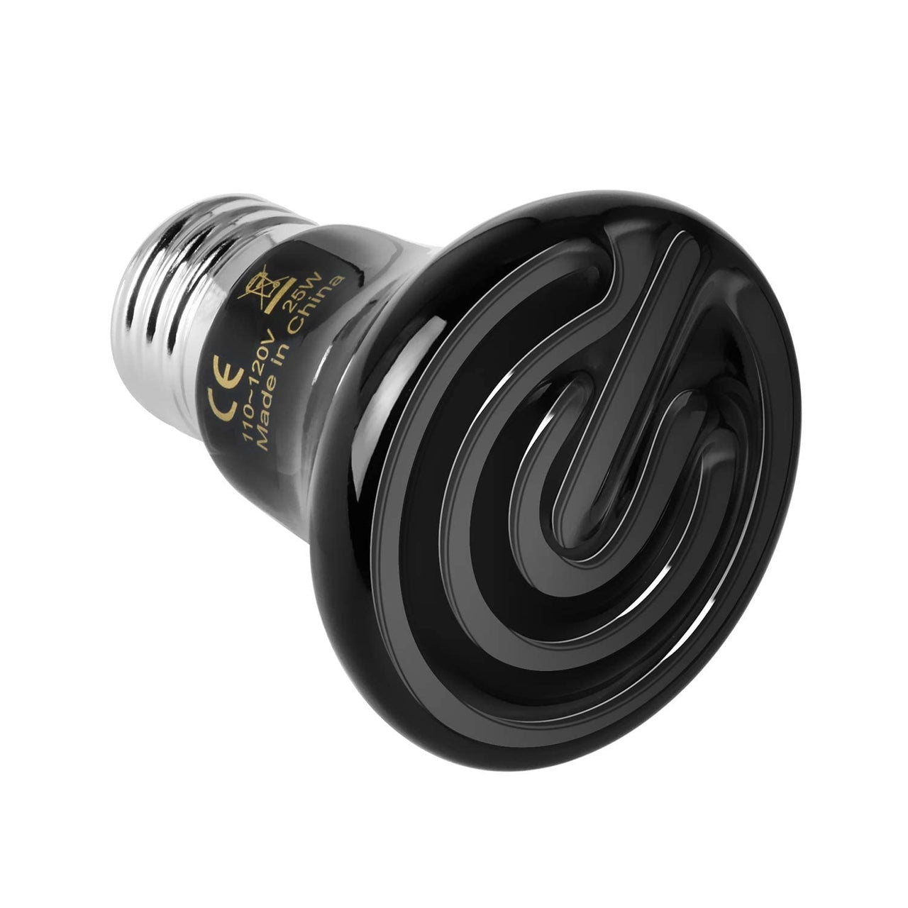 Simple Deluxe 25W 1-Pack Mini Ceramic Heat Emitter Reptile Heat Lamp Bulb No Light Emitting Brooder Coop Heater for Amphibian Pet & Incubating Chicken, Black Black/1-pack 25W (Mini)