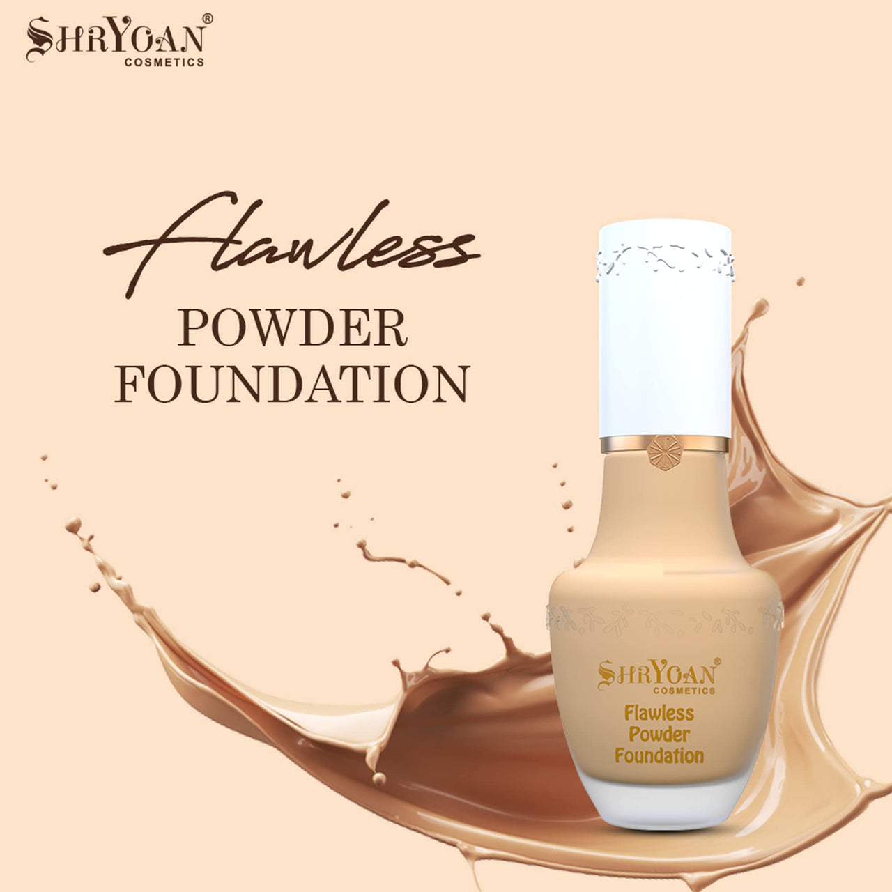 Shryoan Flawless Powder Foundation | Long Lasting, Silky Touch, Full Coverage, Natural Finish & Waterproof (30g)