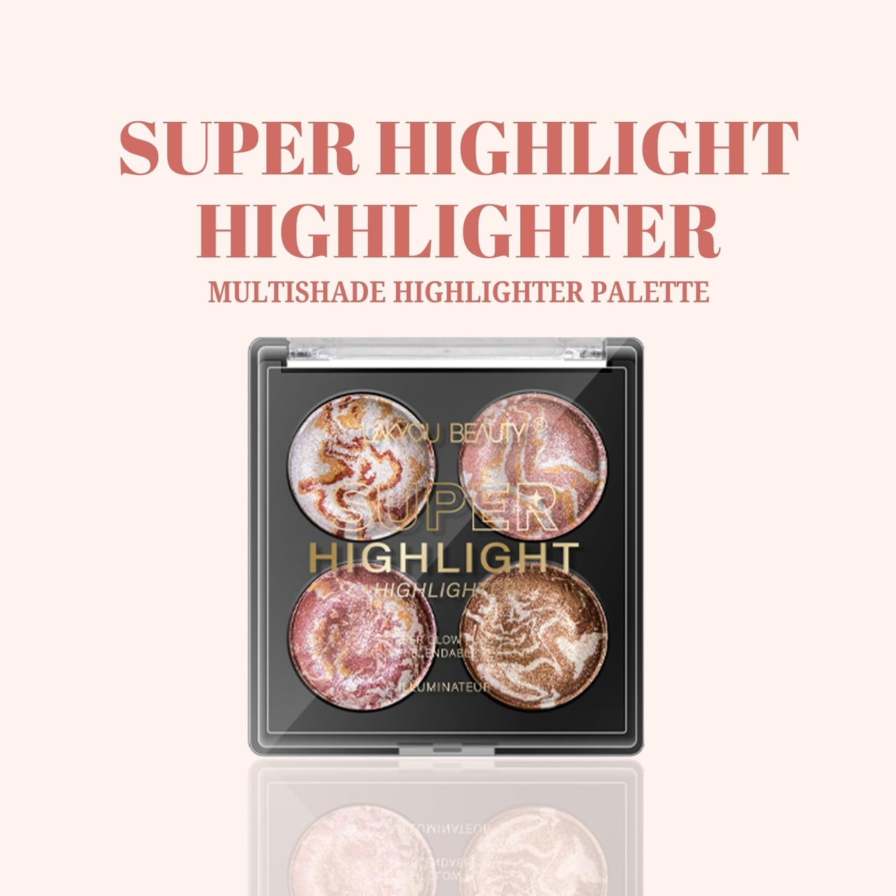 LAKYOU BEAUTY Super Highlight Highlighter | Multishade Highlighter Palette | Travel Friendly | Highly Pigmented | Easy to Blend | Long Lasting | Shade-02 | 15g