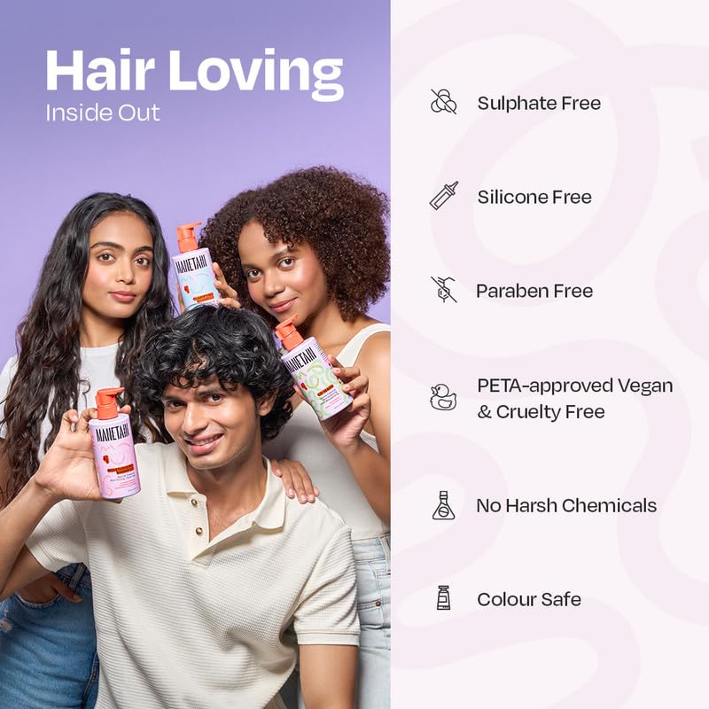 MANETAIN Moisturising Shampoo 237ml for Curly, Dry & Frizzy Hair | Sulphate & Paraben Free | Hydrates & Strengthens with Baobab Protein, Seaweed & Marshmallow Extract | CG-Friendly, Gentle Cleanser for Soft, Defined Curls