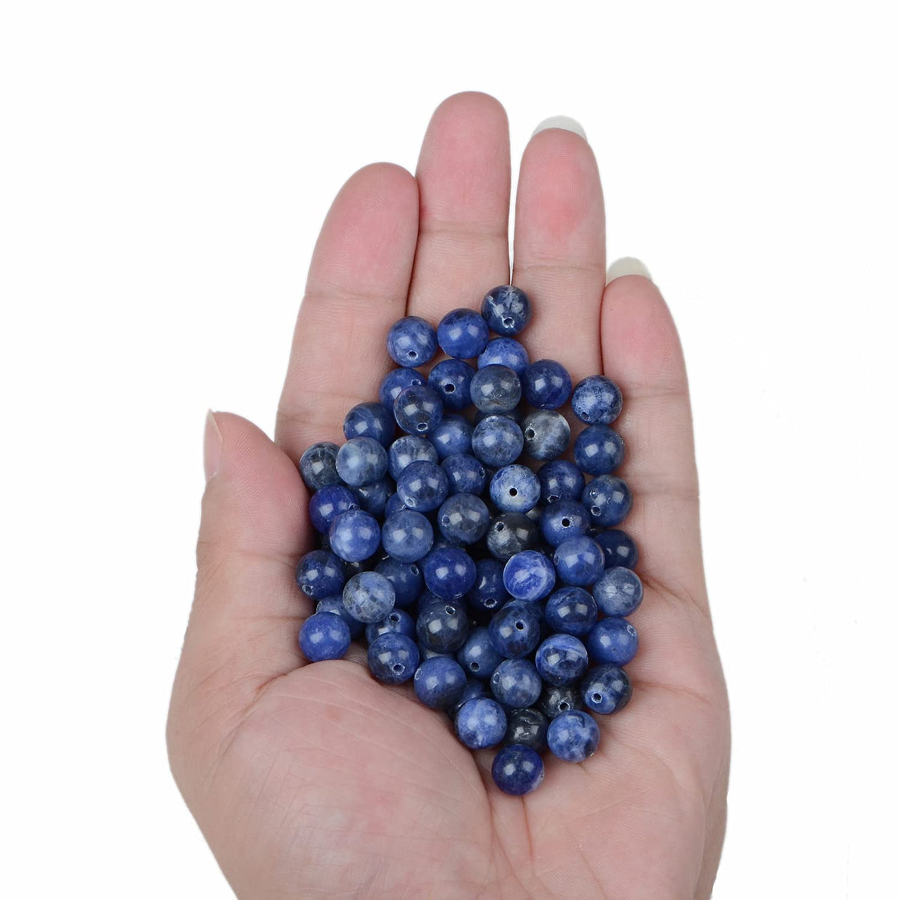 Bymitel 140Pcs Natural Crystal Beads Stone Gemstone Round Energy Healing Loose Beads with Stretch Cord for Jewelry Making Bracelets Anklets (Blue Sodalite, 8mm 140pcs) Blue Sodalite