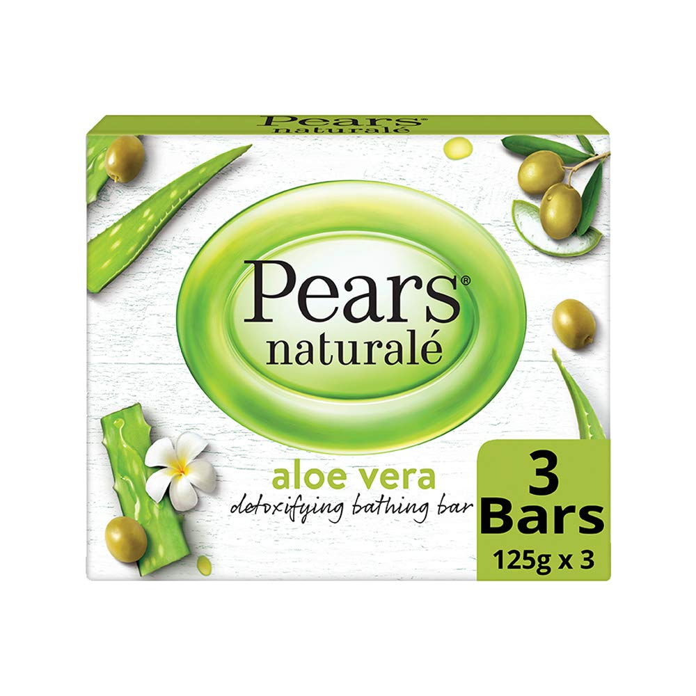 Pears Naturalé Aloe Vera Detoxifying Soap Bar, 125 g (Pack of 3) And Pears Naturale Brightening Pomegranate Bodywash, 250 ml
