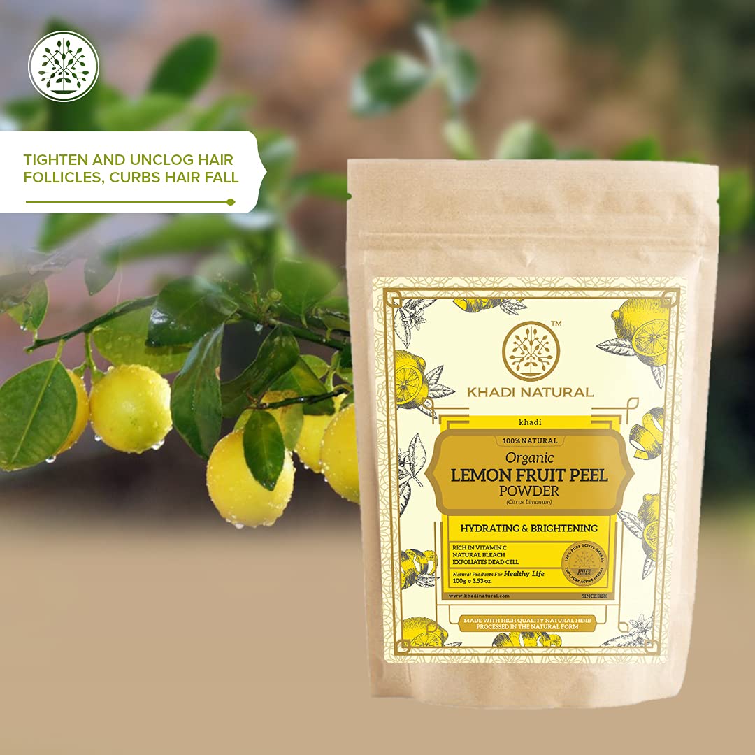 KHADI NATURAL Lemon Fruit Peel Organic Powder Pack of 2 (2x100gm) 200gm