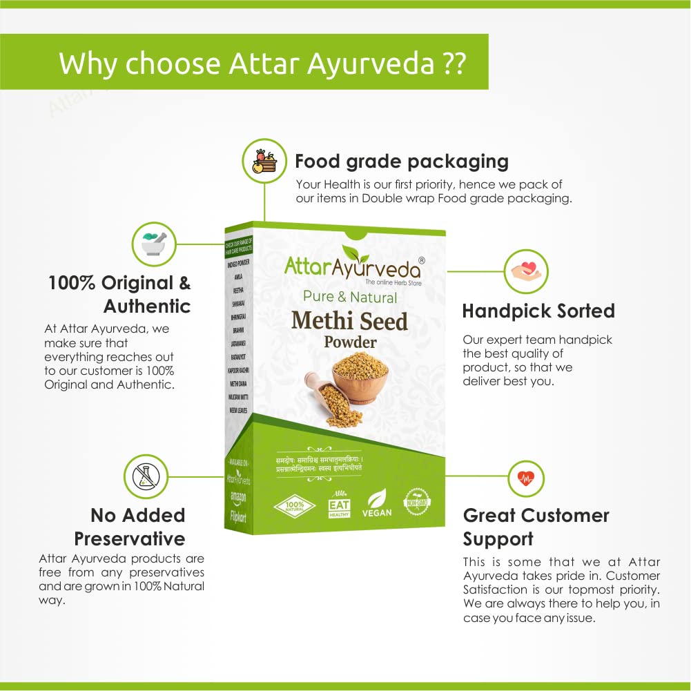 Attar Ayurveda Methi Seed Powder For Hair Growth - 200 g | Fenugreek Powder