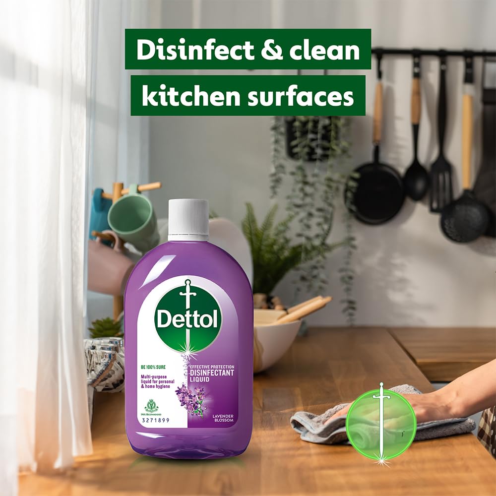 Dettol Liquid Disinfectant for Floor Cleaner, Surface Disinfection, Personal Hygiene (Lavender Blossom, 550ml)