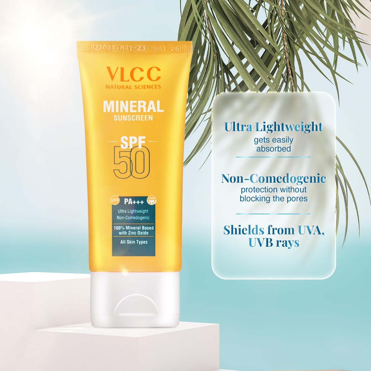 VLCC Mineral Sunscreen Spf 50 Pa+++ - 50G, Ultra Lightweight, And Non-Comedogenic, Sun Protection From Uva & Uvb Rays, 100% Mineral Based With Zinc Oxide. - All