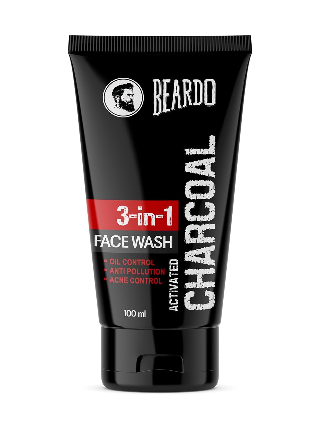 Beardo 3-in-1 Activated Charcoal Face Wash| Deep Cleanse, Exfoliate & Detoxify | All-in-One Face Wash for Oily Skin, Dirt & Pollution Removal | Oil Control Face wash for men 100ml