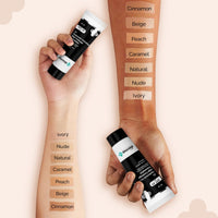 The Derma Co . 1% Hyaluronic Hydrating High Coverage Luminous Foundation Cream With Spf 40 Pa+++ For 12 Hour Long Stay Oil Control | For All Skin Types & Even Skin - 18Ml (04 Caramel, 18Ml), 1 Count