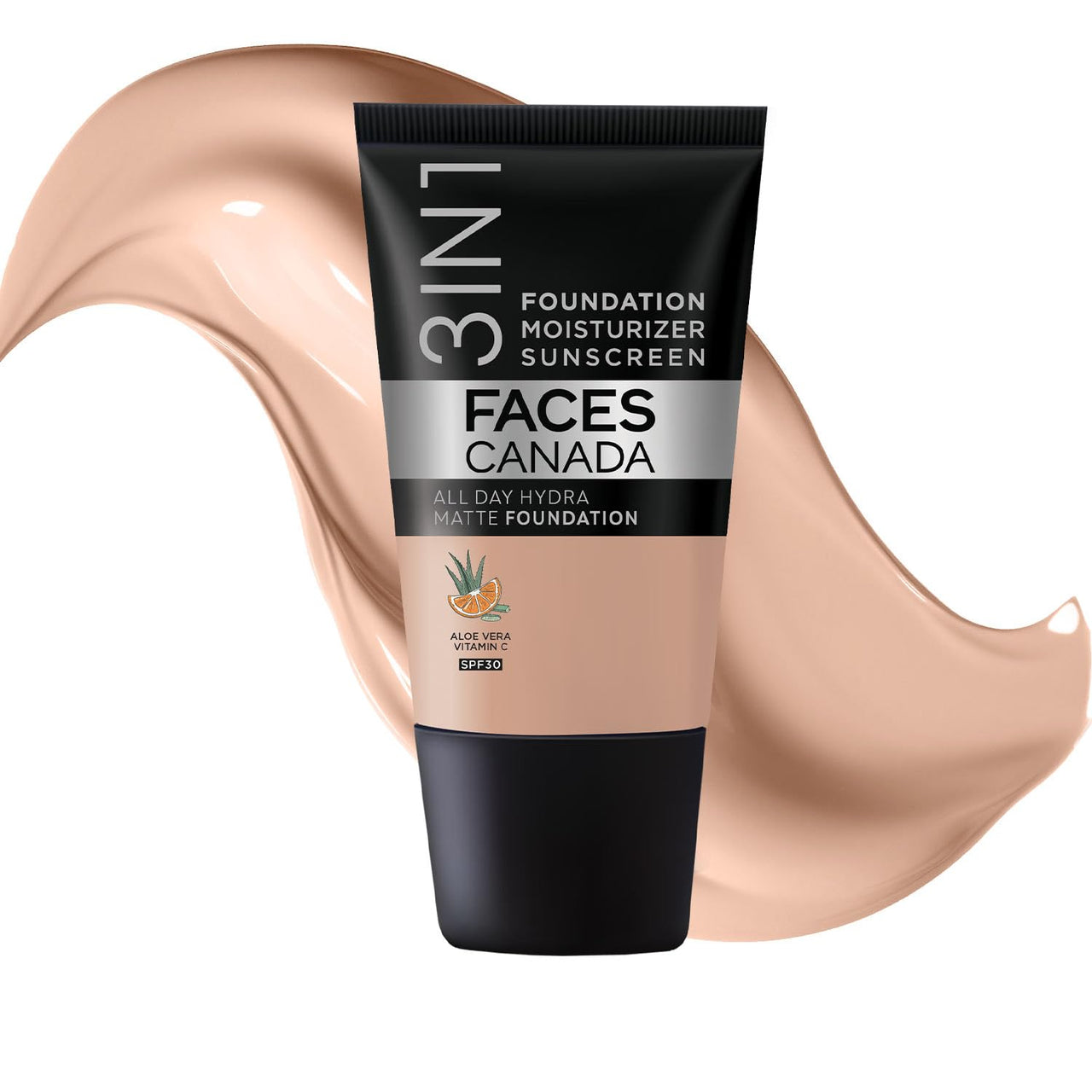 FACES CANADA All Day Hydra Matte Foundation - Mini | 3in1 Foundation + Moisturizer + SPF 30 | 24 HR Aloe Hydration & Vitamin C | 10HR Wear | Medium to High Buildable Coverage | Warm Natural (18 ml)