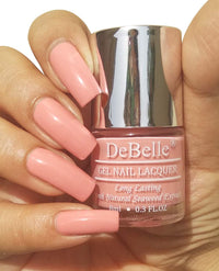DeBelle Gel Nail Polish, Glossy Finish, Pastel color, Apricot Dew (Pale Pink), Enriched with natural Seaweed Extract, cruelty Free, Toxic Free - 8 Ml