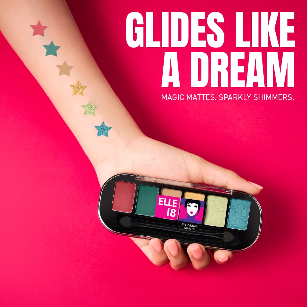 Lakmé Elle18 Shimmery Eyedrama Powder Palette 01Sassy, 1 Count,Multicolor