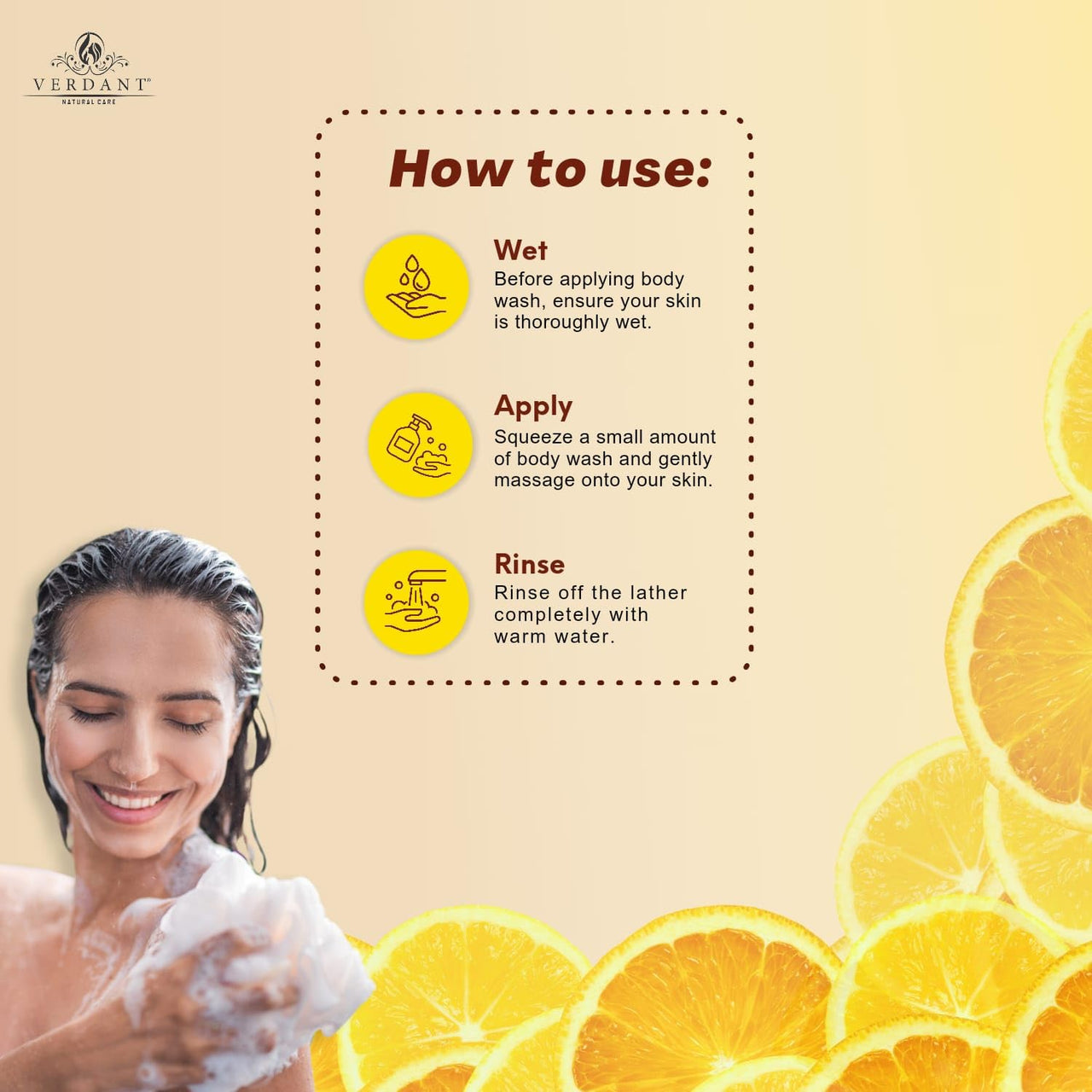 Verdant Natural Care Absolute Relax Body Wash Shower Gel With 100% Natural Aloe Vera Body Wash and Lemon Body Wash Shower Gel - No Parabens, Parabens, Silicones 300 ml