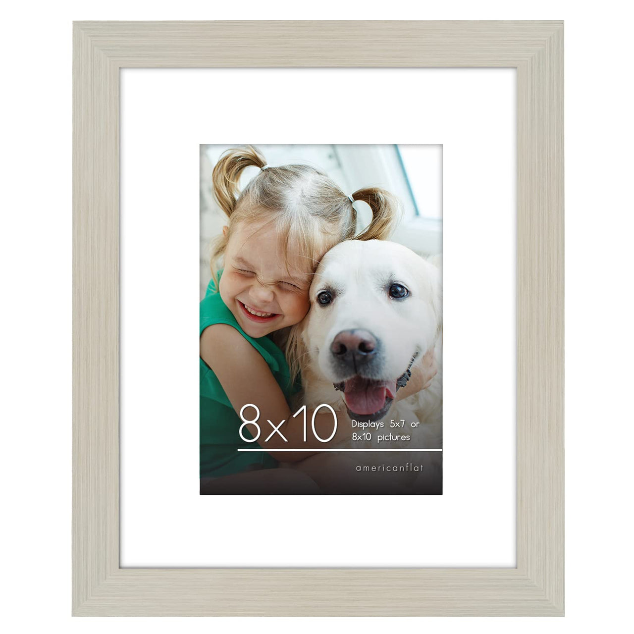 Americanflat 8x10 Picture Frame in Light Wood - Use as 5x7 Picture Frame with Mat or 8x10 Frame Without Mat - Engineered Wood Photo Frame with Shatter-Resistant Glass and Easel for Wall and Tabletop