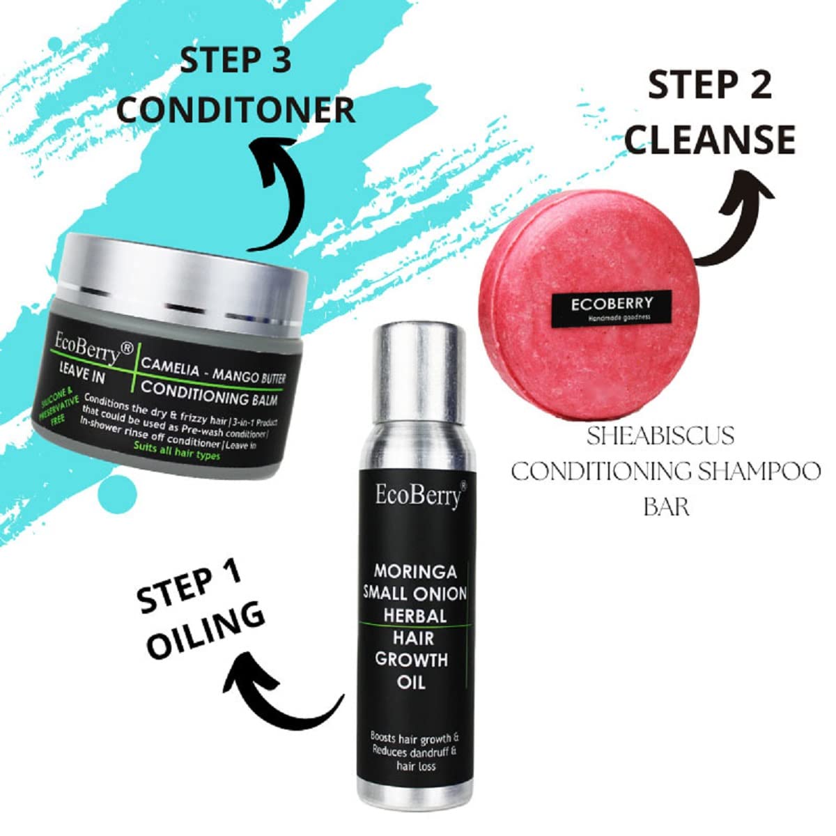 EcoBerry Camellia Mango Butter Leave In Conditioning Balm | Dry & Frizzy Hair, Organic, Silicone Free, Paraben Free, Chemical Free, Cruelty Free, Mineral Oil Free, Preservative Free, Veg