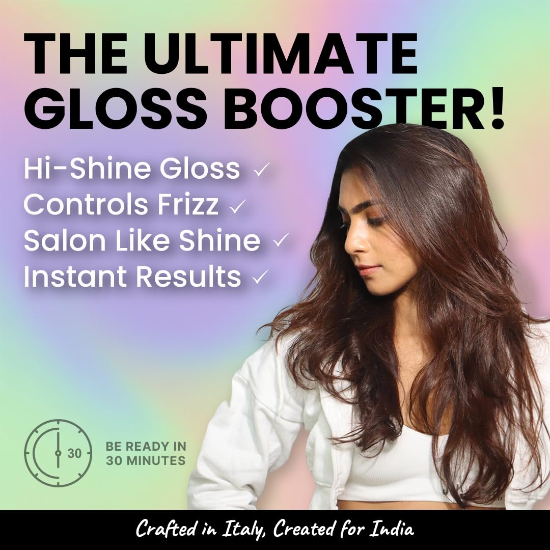 2.Oh! Italian- Hair Gloss | High Shine Hair Gloss Treatment | Semi Permanent Clear Gloss | Salon- Like Glossy Hair| Shiny and Smooth Hair | Enriched with Argan Oil | Lasts up to 2-3 Washes