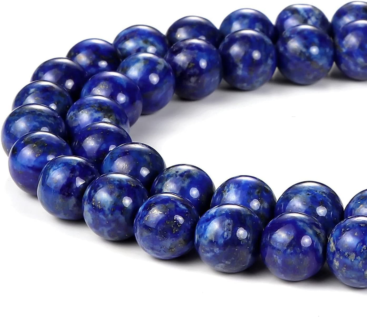 BEADNOVA Blue Lapis Lazuli Beads Natural Crystal Beads Stone Gemstone Round Loose Energy Healing Beads with Free Crystal Stretch Cord for Jewelry Making (6mm, 62-64pcs) 6mm 12) Blue Lapis Lazuli Beads
