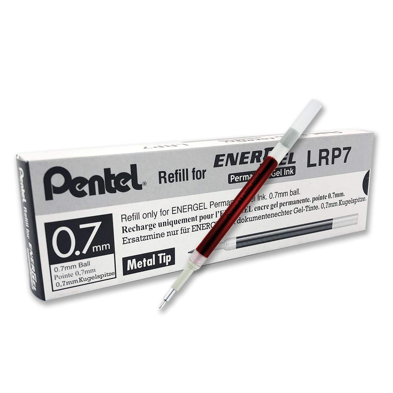 Pentel Refill Ink - For EnerGel PRO Permanent Gel Pen, (0.7mm) Medium Line, Red Ink - LRP7-B