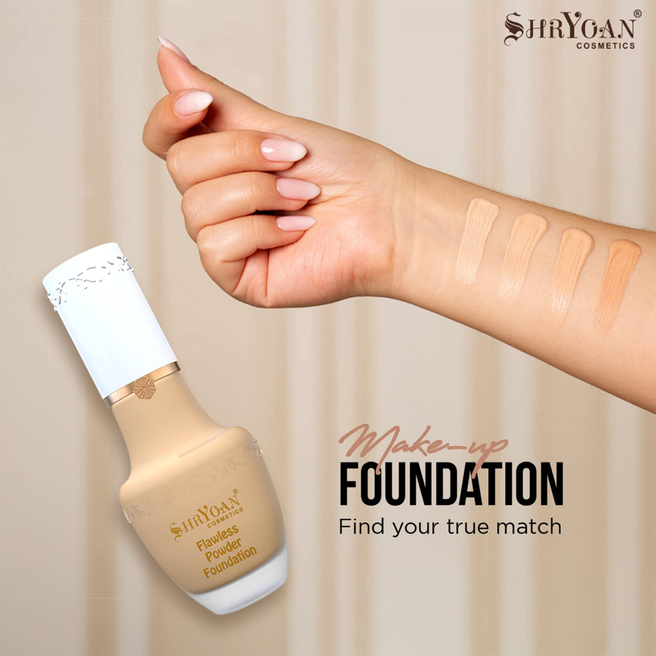 Shryoan Flawless Powder Foundation | Long Lasting, Silky Touch, Full Coverage, Natural Finish & Waterproof (30g)