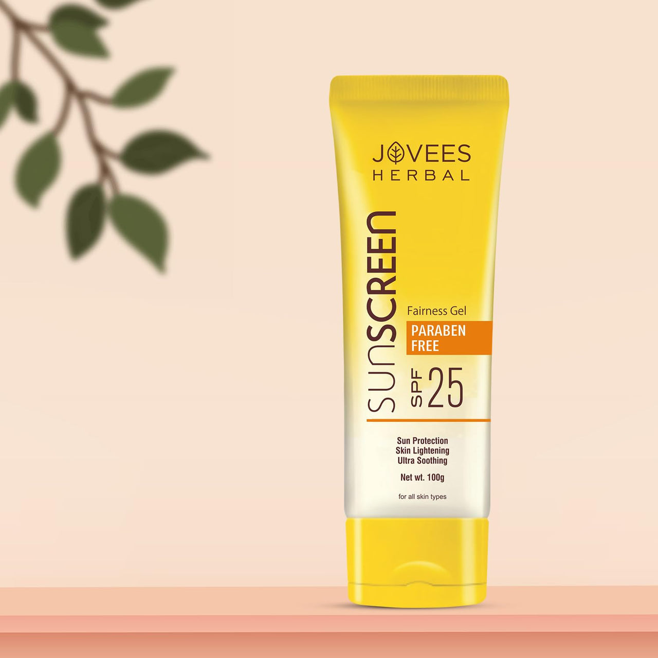 Jovees Herbal Sunscreen Fairness Gel SPF 25 For Tanning & Sun Damage | Oily, Sensitive, Dry Skin | Sunscreen For protect Your Skin with Lightweight & No White Cast Formula | Women/Men 100g