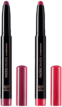 FACESCANADA Ultime Pro Hd Intense Matte Lipstick + Primer - Bold Wine (Maroon) & Faces Canada Ultime Pro Hd Intense Matte Lipstick + Primer - Mulberry Magic (Plum)