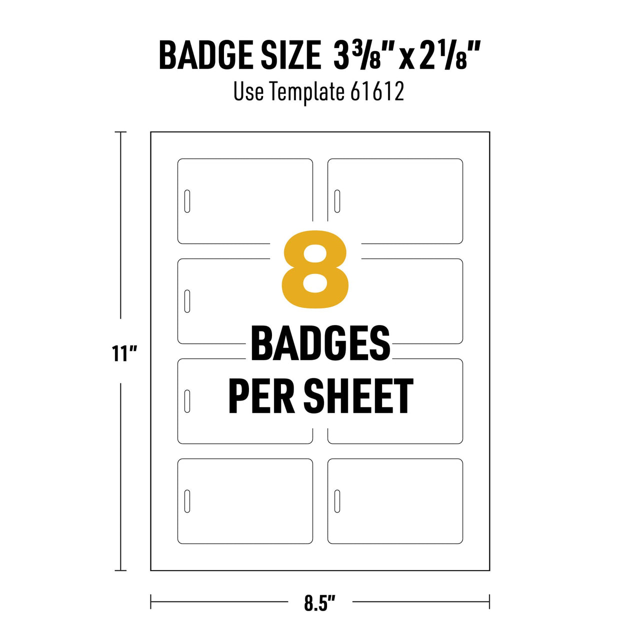 Avery Durable Tall ID Badges for Lanyards, Laser Printable on Both Sides, Blank White, 80 Total, 3.375" x 2.125" (61612)