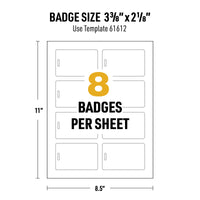 Avery Durable Tall ID Badges for Lanyards, Laser Printable on Both Sides, Blank White, 80 Total, 3.375