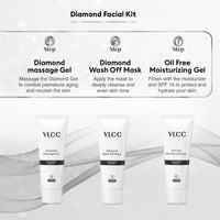 VLCC Diamond Facial Kit - 60g with FREE Vitamin C Serum - 15ml for Skin Purification & Skin Hydration | With Colloidal Diamond, Jojoba Oil, Vitamin C, and Ferulic Acid