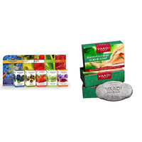 Vaadi Herbals Assorted Facial Bars, 25g (Pack of 5) and Vaadi Herbals Elbow Foot Knee Scrub Soap with Almond and Walnut Scrub, 75g x 3