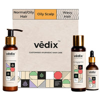Vedix Customized Hair Fall&Dandruff Control For Normal/Oily Hair - Oily Scalp&Wavy Hair - Customized Ayurvedic Hair Care Kit - 3 Product Kit - Pro Hair Growth Serum X Dandruff Care,550 Grams