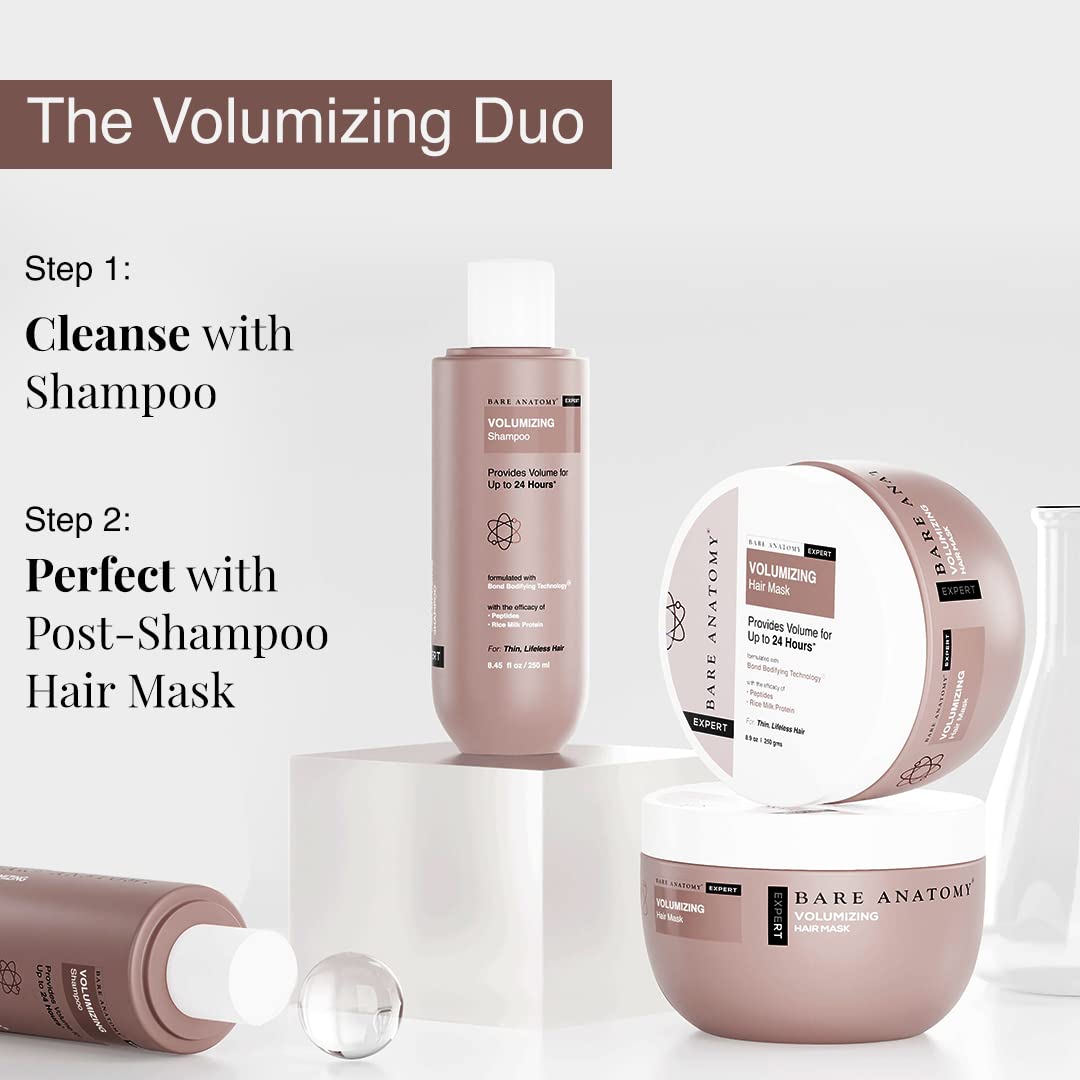 Bare Anatomy Volumizing Hair Mask | Volume For Upto 24 hrs | Powered By Peptides & Rich Milk Protein | For Dense & Conditioned Hair | For Dry & Frizzy Hair | Sulphate & Paraben Free |Women & Men-250gm