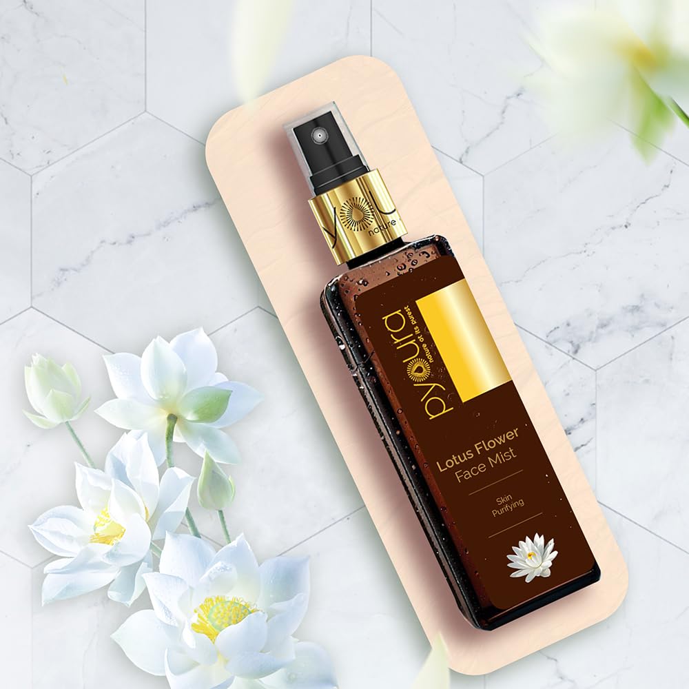 PYOURA Skin Purifying Lotus Flower Face Toner Mist 100 Ml, Fresh Lotus Flower Skin Rejuvenation Toner For Glowing Skin, Manage Fine Lines, Hydrating Natural Face Serum For Oily Dry Combination Skin