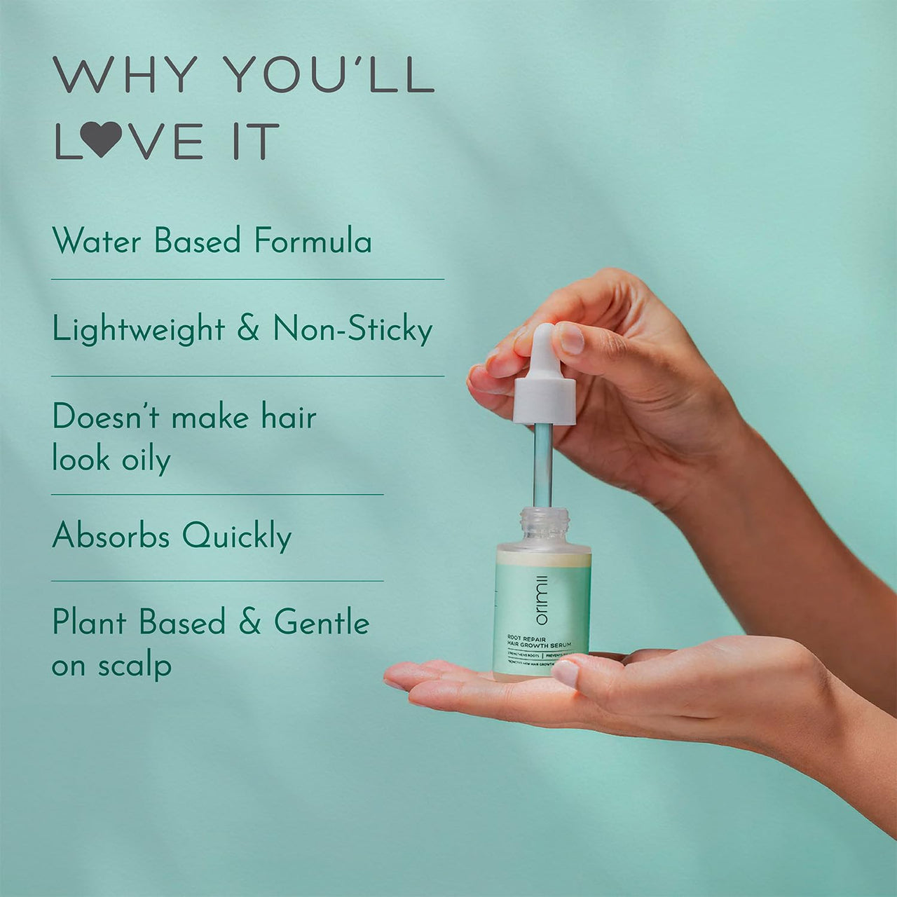 Orimii Root Repair Hair Growth Serum with Redensyl | Promotes Hair Growth, Prevents Breakage | Lightweight, Non-Sticky & Non-Greasy | Pregnancy Safe & Loved by Moms – 30ml