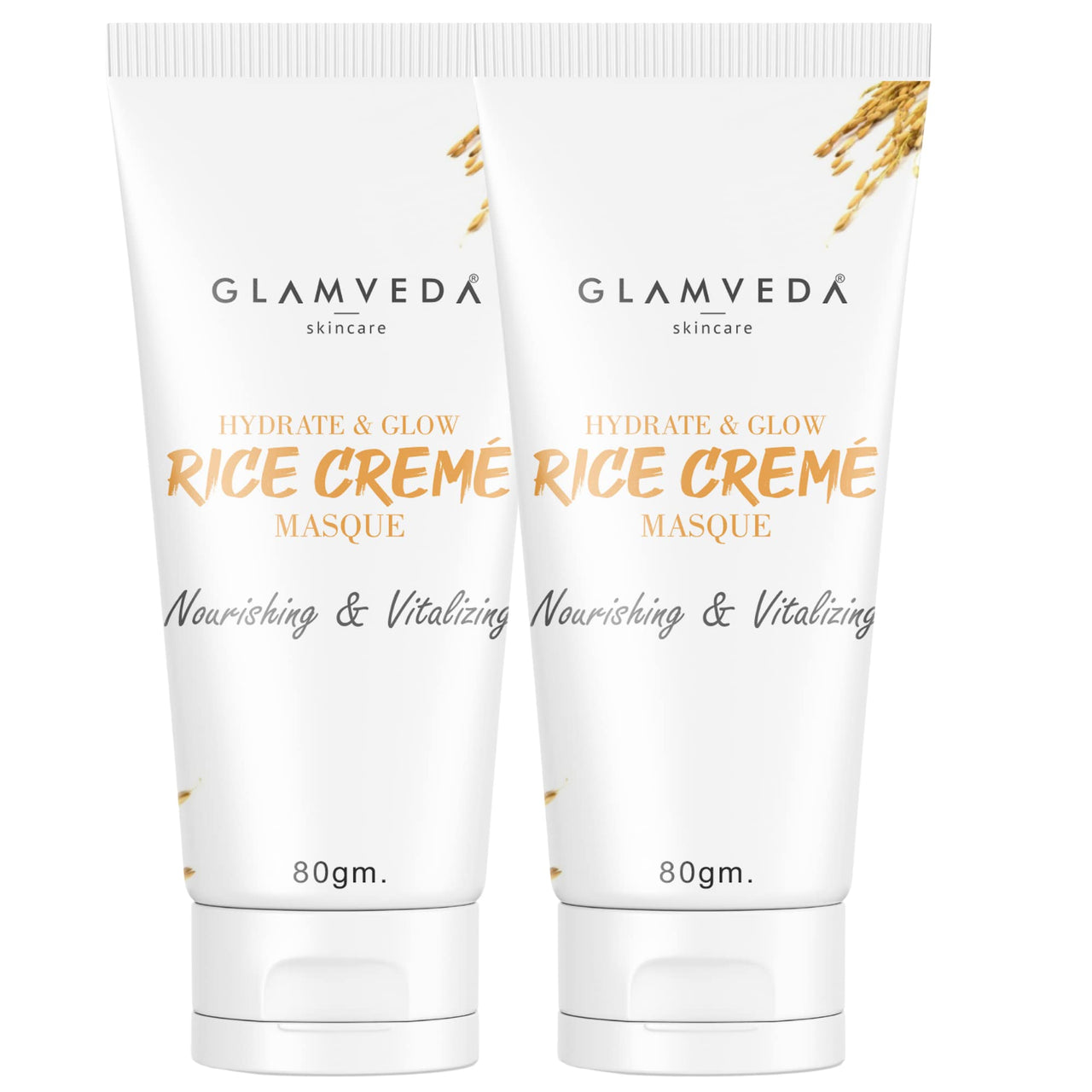 Glamveda rice water hydrate & glow cream mask for Dry & Normal skin | No Paraben, SLS | Pack of 2