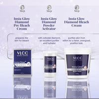 VLCC Insta Glow Diamond Bleach - 402g | With Diamond Powder For Sparkling Fairness | Skin Brightening Bleach | Minimizes Dark Spots, Reduces Facial Hair Visibility.