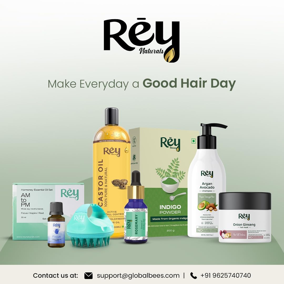 Rey Naturals Rosemary Essential Oil & Cold Pressed Castor Oil (Arandi Tel) | Rosemary Oil & Extra Virgin Hair Oil Combo For Hair Growth & Scalp | Hair Oil For Men & Women - (200ml+15ml)