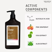 THE LOVE CO Be Radiant 5% Glycolic Acid Body Wash | Body Wash Shower Gel for Dark Spots & Dark Patches | Helps Improve Rough, Bumpy & Strawberry Skin | For Men & Women - 250ml