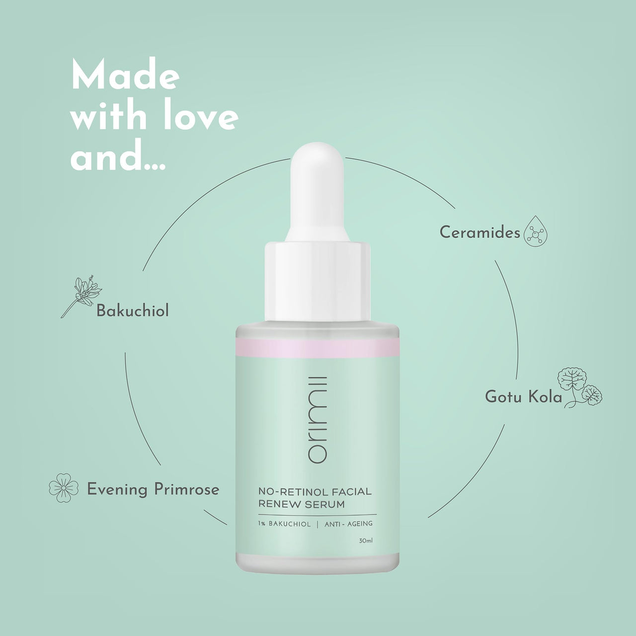 Orimii Retinol-Free Youth Restore Regime with Anti-Ageing Serum & Eye Cream | With 1% Bakuchiol (Natural Alternative to Retinol) & Vitamin C Powered Combo | Safe For Pregnant & Breastfeeding Women