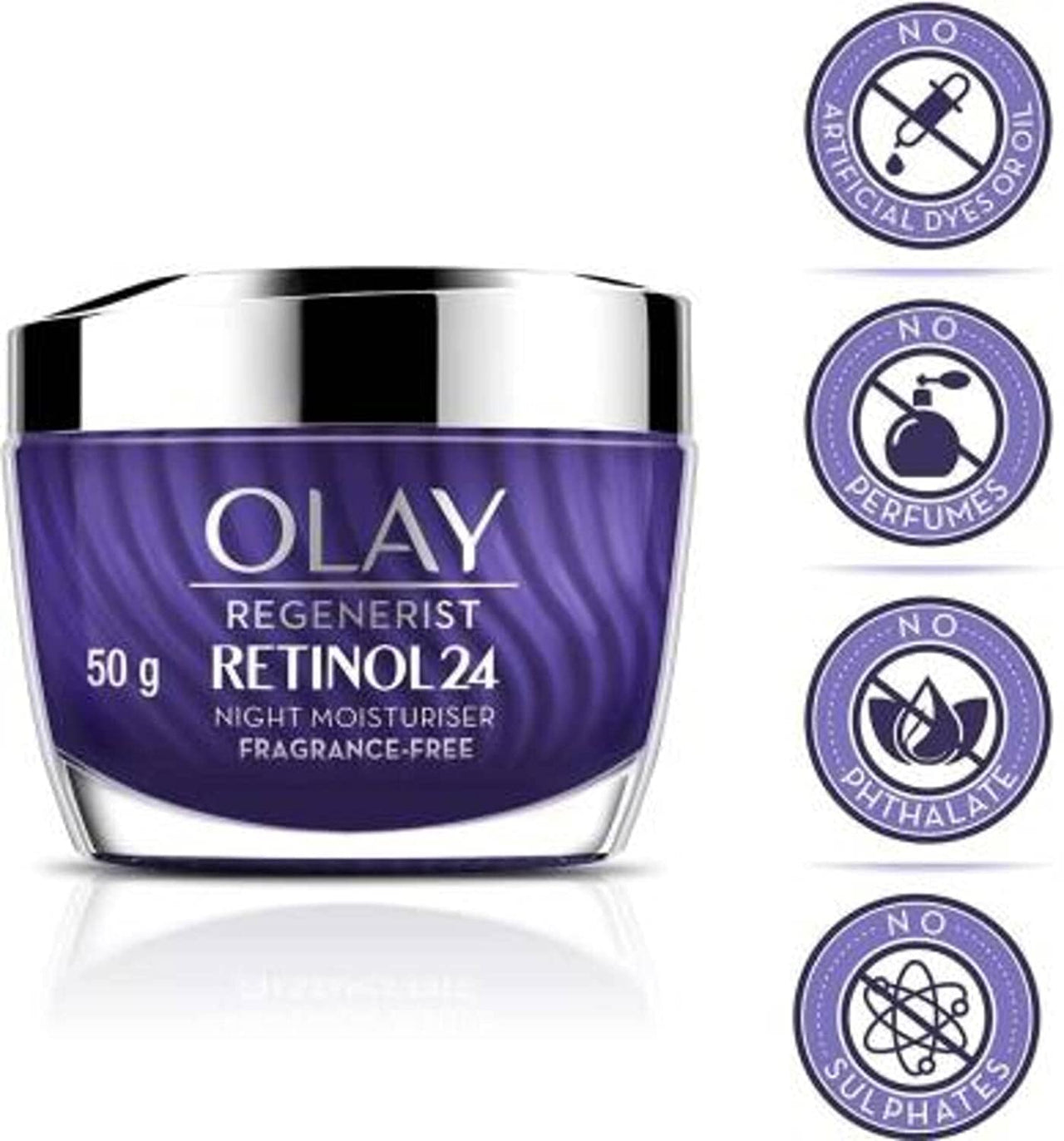 Olay Regenerist Retinol 24 Night Cream l Renews and Resurfaces Skin Overnight l No Redness or Irritation | Fragrance Free l Normal, Oily, Dry and Combination Skin l 50g (Pack of 2)
