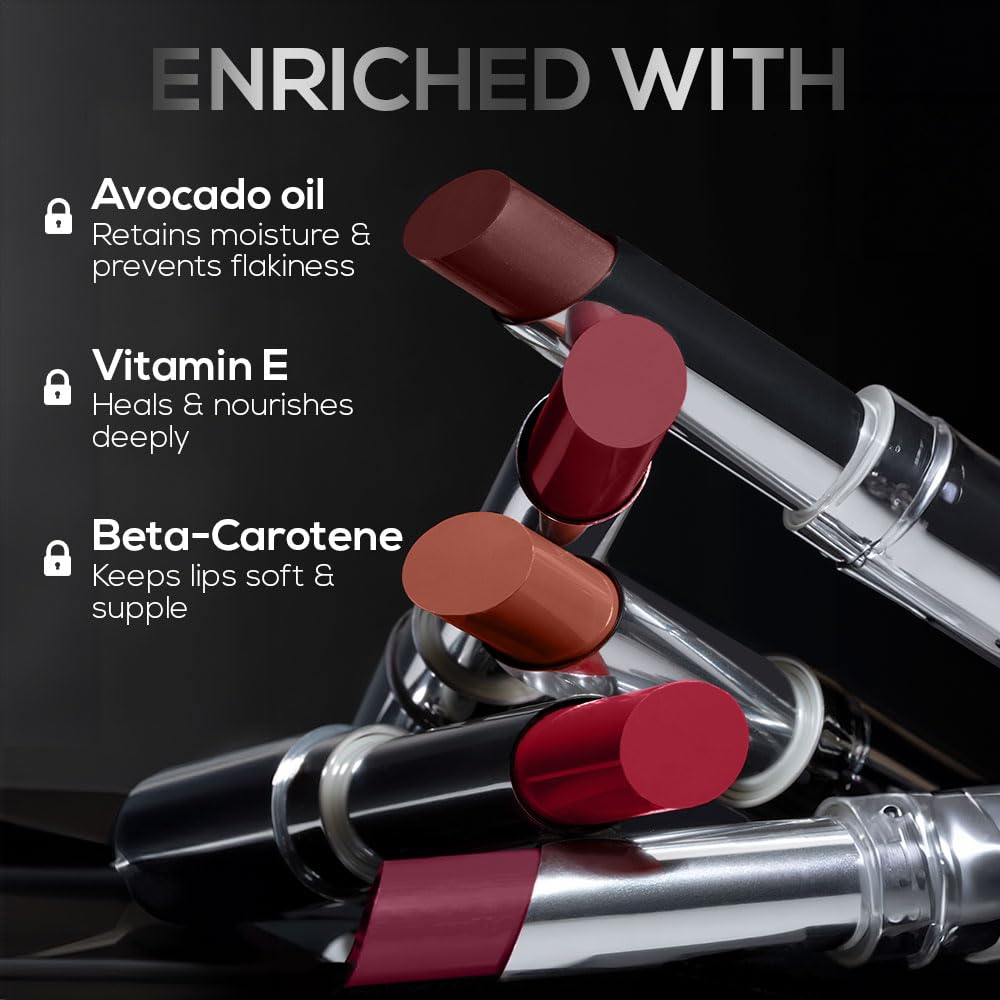 RENEE Matte Lock Lipstick - Funk, Moisturizing, Long Lasting & Weightless Formula, Intense Color Pay Off with Ultra-Matte Finish, Enriched with Avocado oil, Vitamin E, D & Beta-Carotene, 3.5 Gm