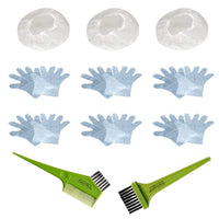 INDUS VALLEY Hair Colouring - Set 11 Pcs, Colouring Brush with Comb, Henna Colouring Brush, 3 Pcs of Hair Color Warming cap & 6 Pairs of Hand Gloves