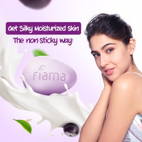 Fiama Moisturizing Soap Bar, Japanese Hokkaido Milk & Acai Berry, Soap Pack of 3, Non-Sticky Moisturized Skin, 1/3rd Skin Moisturizers, Vitamin F, Fragrant Freshness