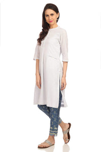 BIBA Womens Mandarin Collar Stripe Kurta