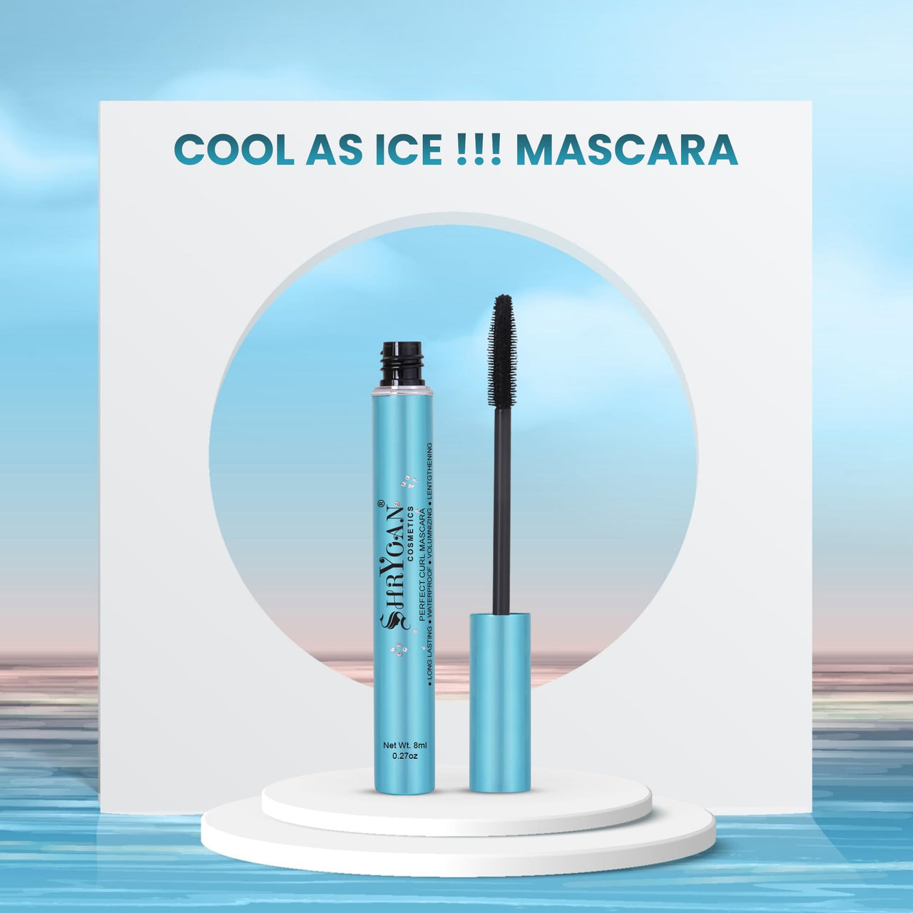 Shryoan Cool as Ice !!! Mascara | Long Lasting with Easy Application, Waterproof & Smudge Proof and Matte Finish with Volume Lashes Mascara (8ml) (Black)