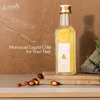 CAMIA - Organic Moroccan Argan Oil for Skin & Hair | Premium Extra Virgin Cold Pressed Oil, 100% Natural | Argan Oil Improves Skin & Hair Elasticity & Provides Intense Hydration | 100 ML Glass Bottle