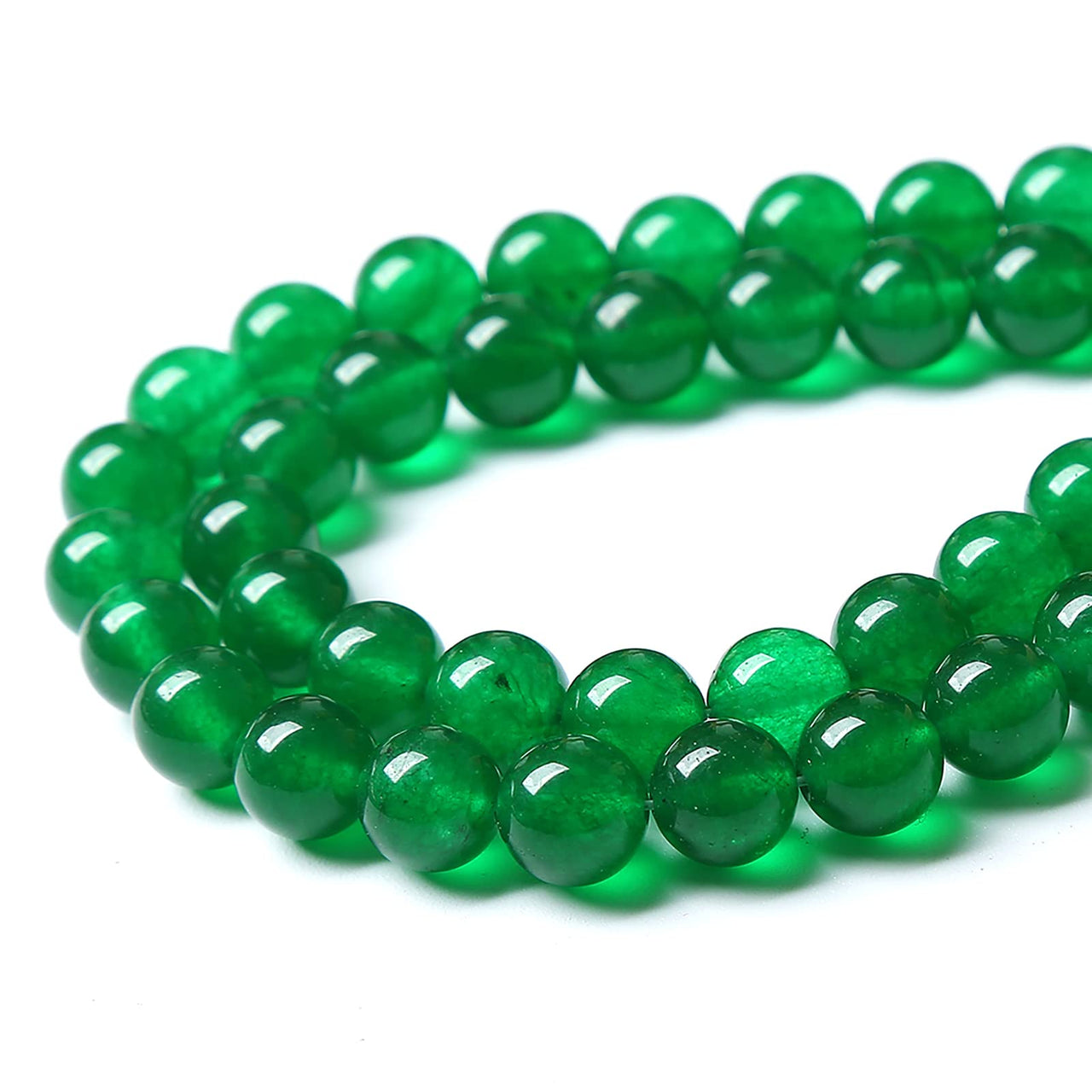 46pcs 8mm Natural Chinese Green Jade Beads Chalcedony Round Loose Gemstone Crystal Energy Healing Power Stone Beads for Jewelry Making DIY Bracelet (8mm, Chinese Green Jade)