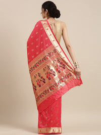 Pandadi Saree Women's  Paithani Silk Saree With Blouse Piece