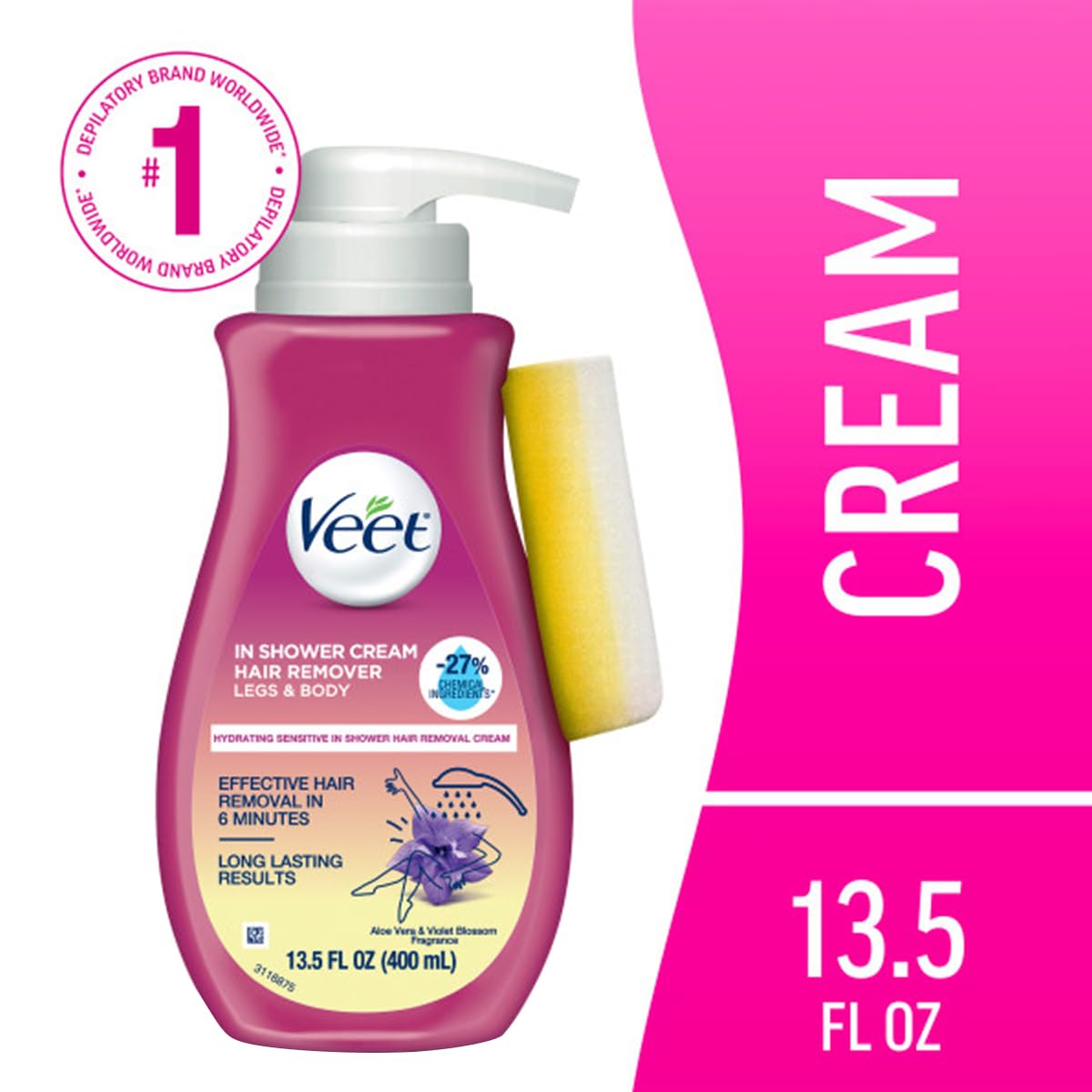 Veet Botanic In Shower Cream Hair Remover 13.5oz Pump