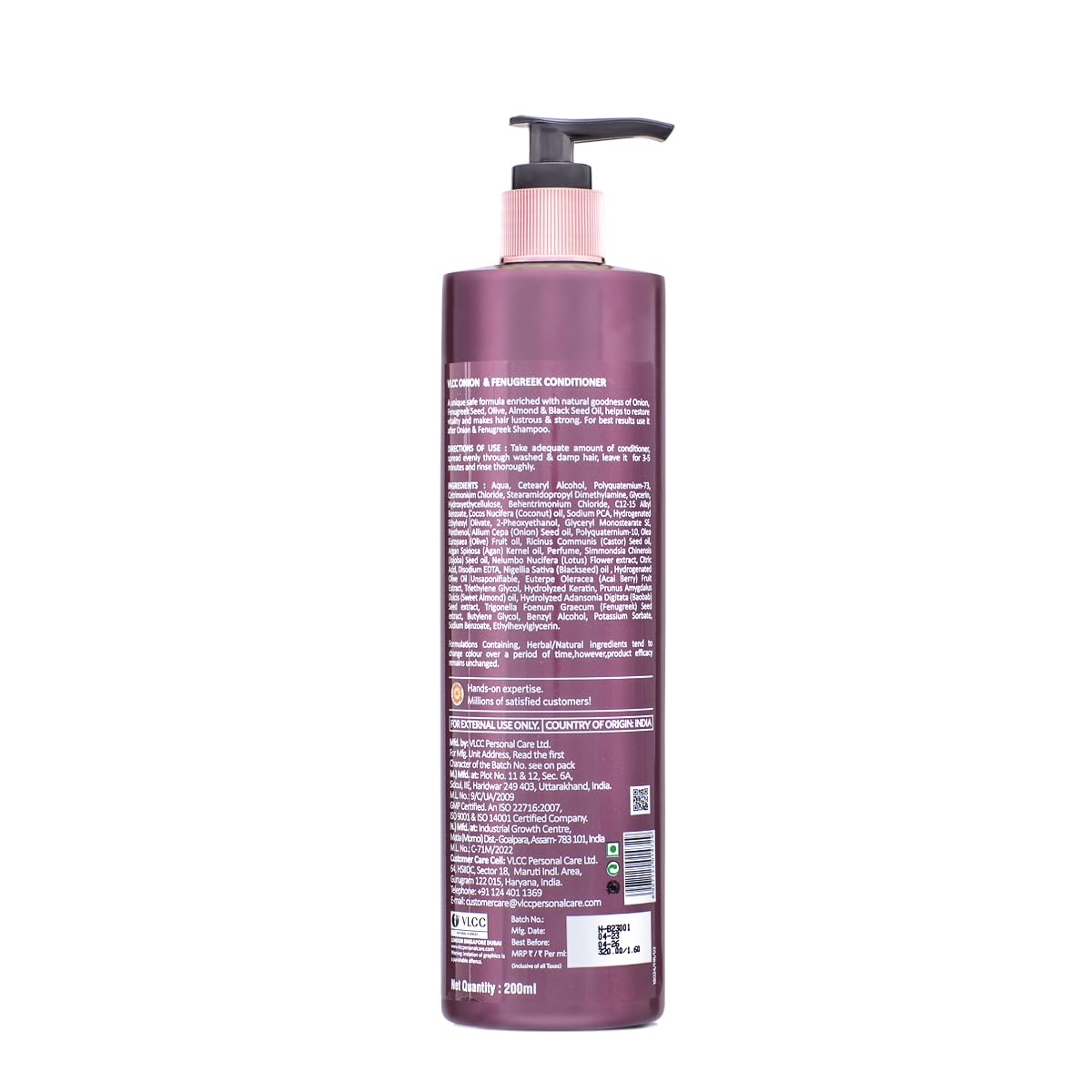 VLCC Onion & Fenugreek Hair Conditioner for Hair Fall - 200ml | Softens, Controls Breakage | Sulphate & Paraben Free | With Almond & Black Seed